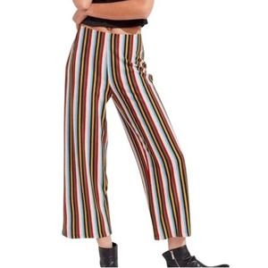 Silence + Noise Rainbow Striped Pull On Wide Leg Pants Size L 8112